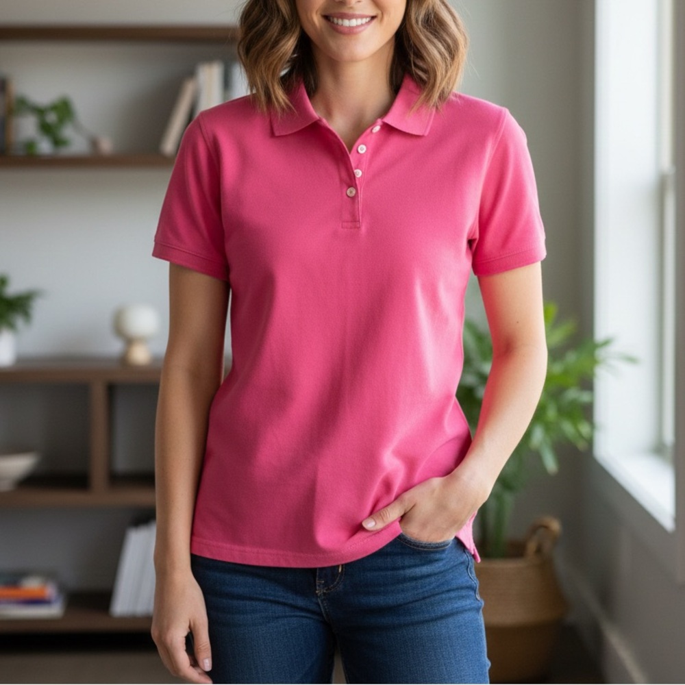 Carhartt For Women XL Pink Polo Shirt Short Sleeve Stretch Cotton Workwear